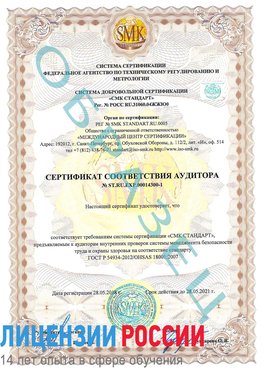 Образец сертификата соответствия аудитора №ST.RU.EXP.00014300-1 Каменск-Уральский Сертификат OHSAS 18001