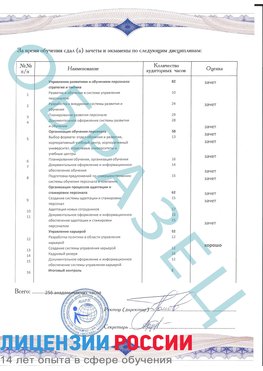 Образец приложение к диплому (страница 2) Каменск-Уральский Профессиональная переподготовка сотрудников 
