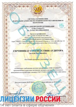 Образец сертификата соответствия аудитора №ST.RU.EXP.00014299-1 Каменск-Уральский Сертификат ISO 14001